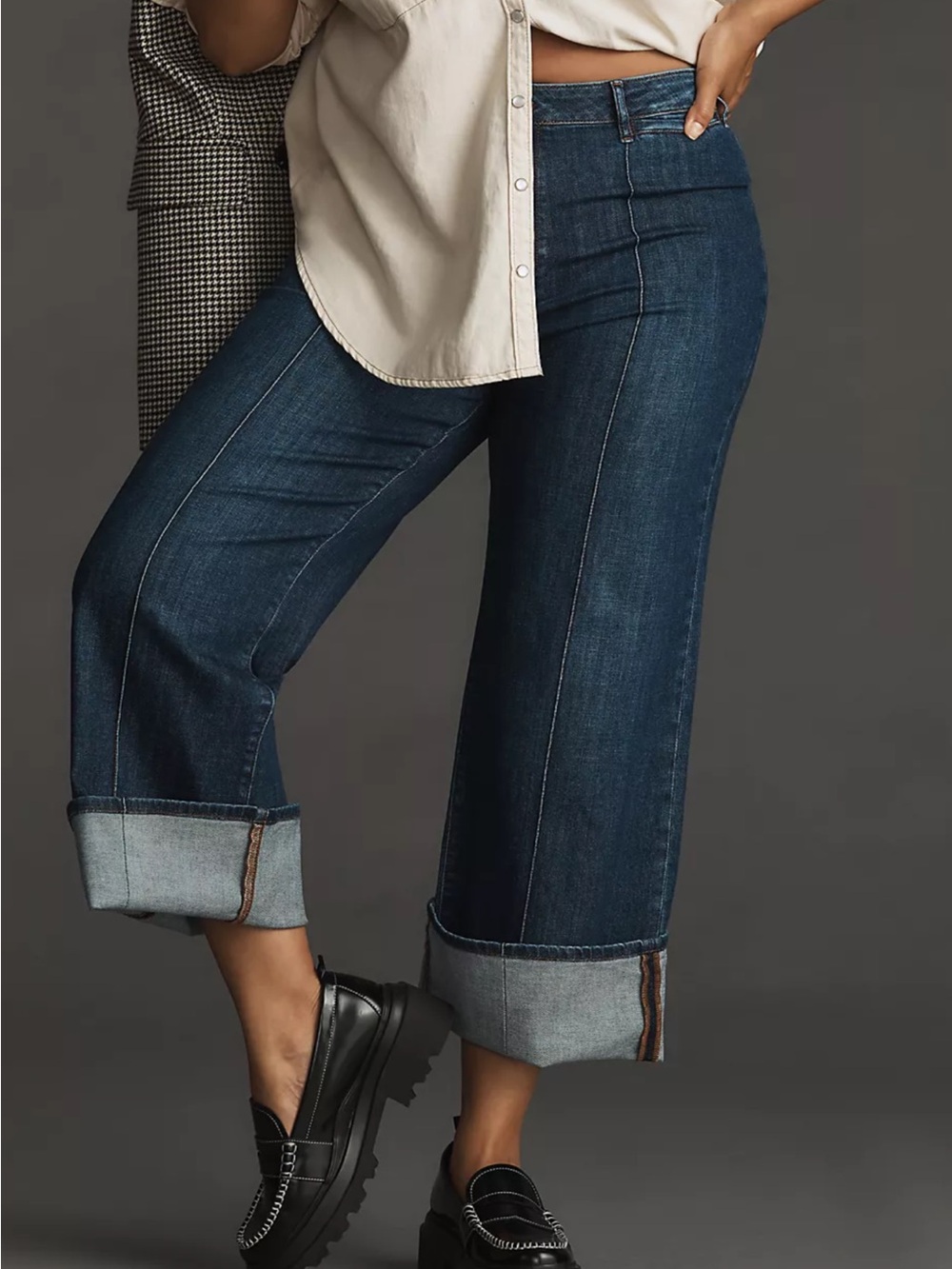 Pilcro Cuff Crop Sz 29 High Rise Straight Leg Jeans - Picture 2 of 11